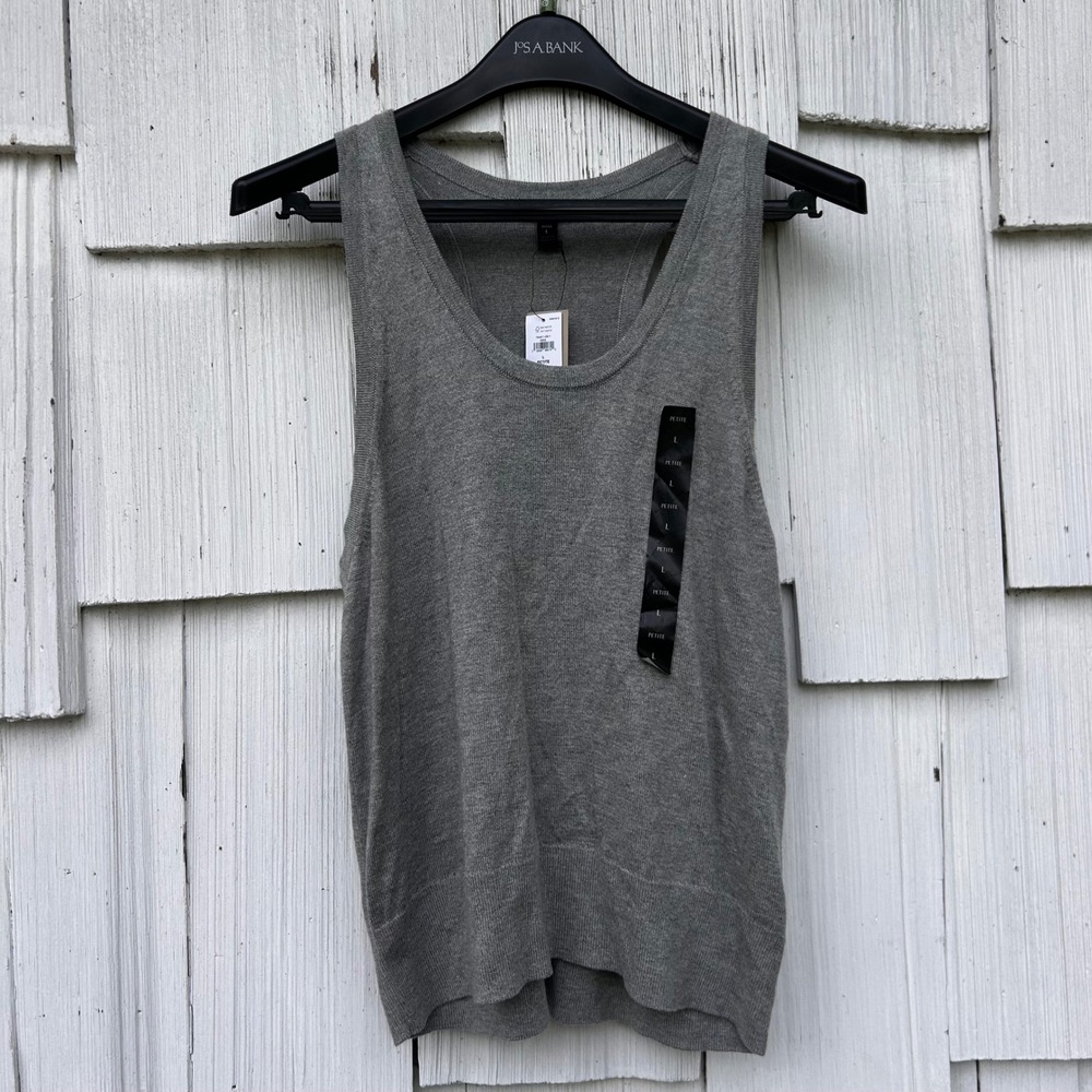Banana Republic Womens Heather Gray Racerback‎ Sweater Tank Top Petite Large NEW - Picture 2 of 7
